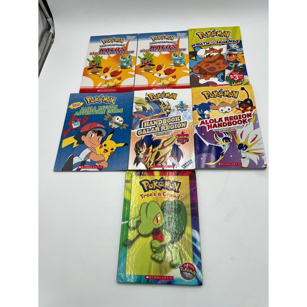 Pokemon Scholastic Book Lot of 7 Kalos Alola Galar Region Handbooks Guides